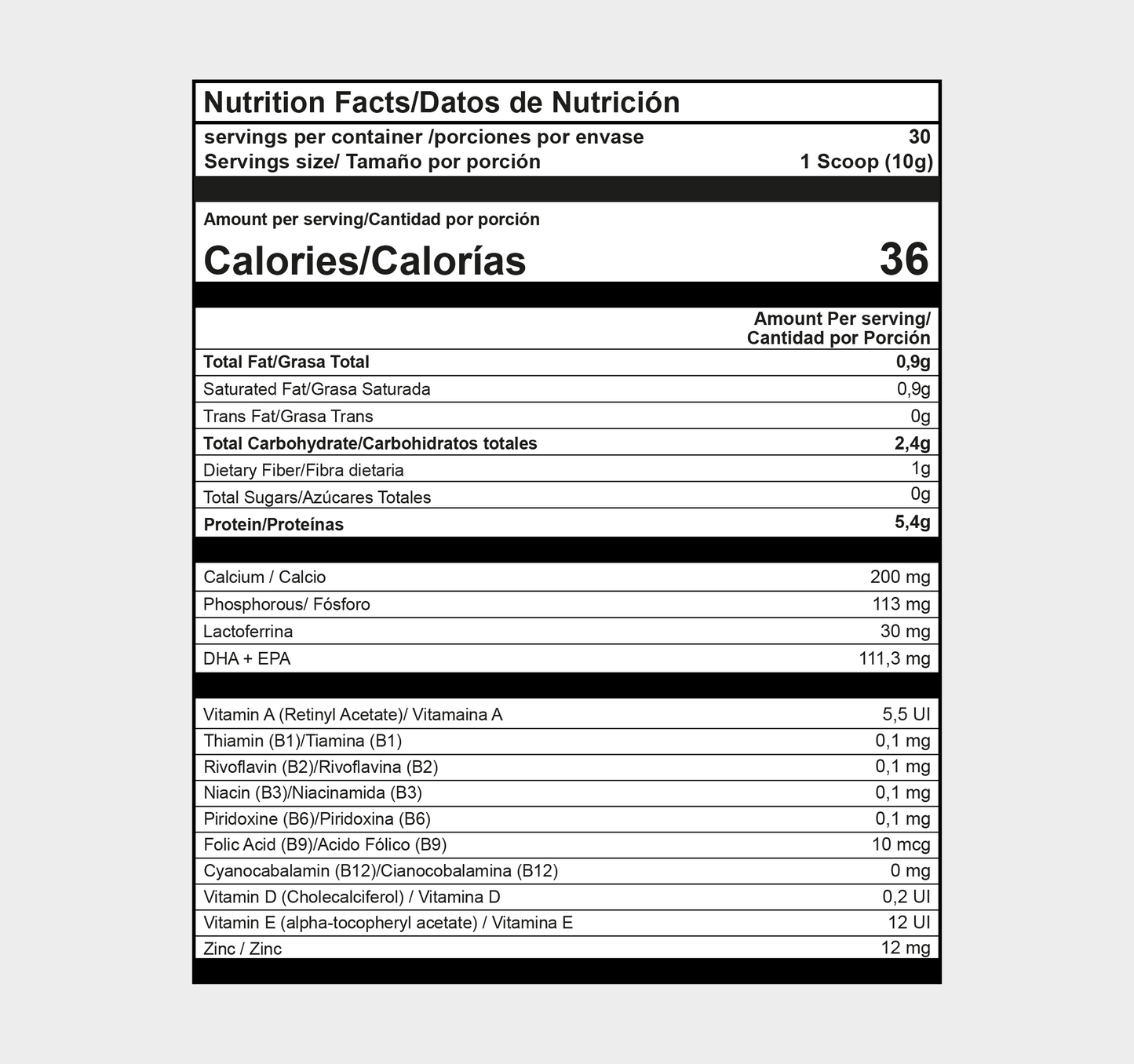 Tabla nutricional | Suplevet