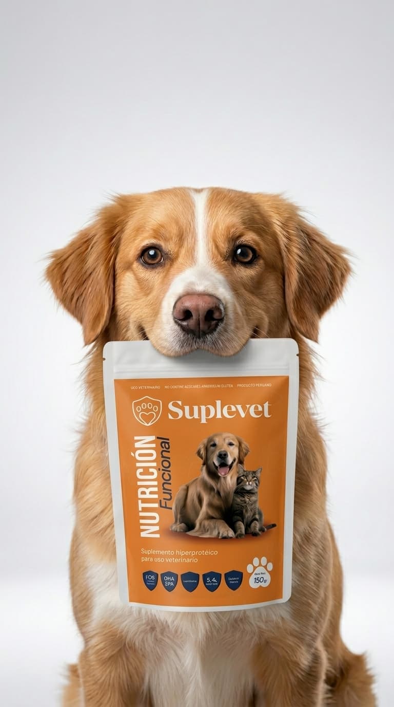 Perro feliz junto a Suplevet